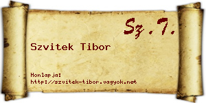Szvitek Tibor névjegykártya